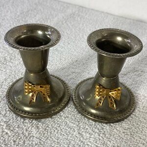 Vintage Star EP Steel Short Metal Candlestick Holders Candle Holders With Bows